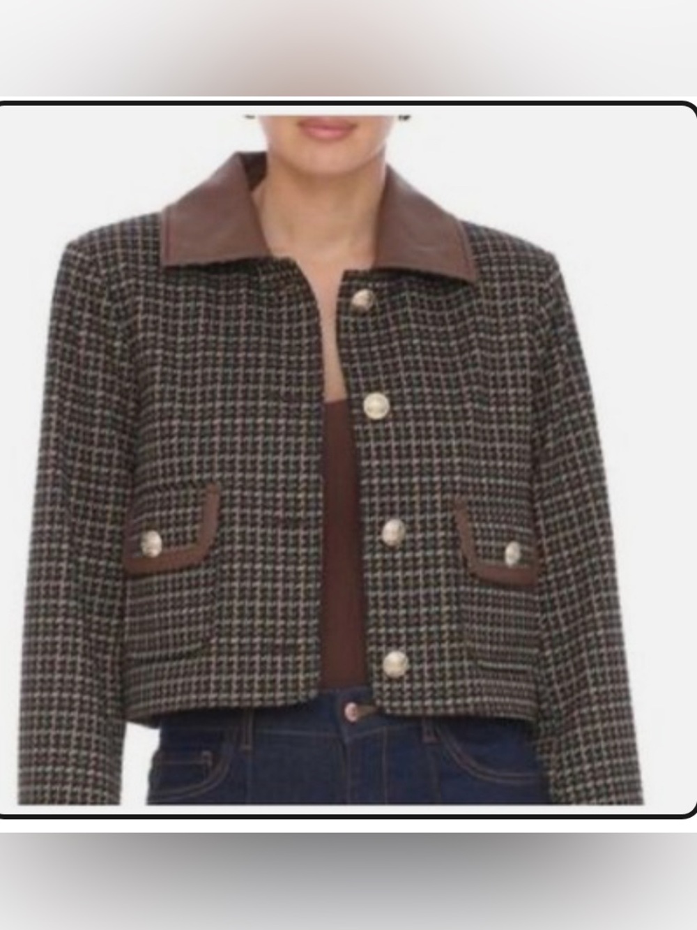 Bagatelle Collection cropped houndstooth blazer jacket size small